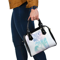 Aotearoa Maori Sea Animals Tribal Shoulder Handbag Manta Ray and Shark Moko Pattern Sweet Pastel