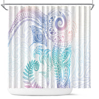 Aotearoa Maori Sea Animals Tribal Shower Curtain Manta Ray and Shark Moko Pattern Sweet Pastel LT03 Multicolor - Polynesian Pride