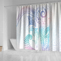 Aotearoa Maori Sea Animals Tribal Shower Curtain Manta Ray and Shark Moko Pattern Sweet Pastel LT03 - Polynesian Pride