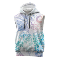 Aotearoa Maori Sea Animals Tribal Sleeveless Hoodie Manta Ray and Shark Moko Pattern Sweet Pastel LT03 Multicolor - Polynesian Pride