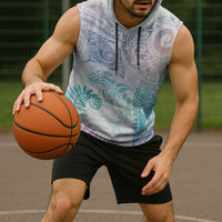 Aotearoa Maori Sea Animals Tribal Sleeveless Hoodie Manta Ray and Shark Moko Pattern Sweet Pastel LT03 - Polynesian Pride