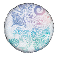 Aotearoa Maori Sea Animals Tribal Spare Tire Cover Manta Ray and Shark Moko Pattern Sweet Pastel LT03 - Polynesian Pride