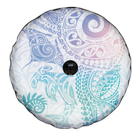 Aotearoa Maori Sea Animals Tribal Spare Tire Cover Manta Ray and Shark Moko Pattern Sweet Pastel LT03 - Polynesian Pride