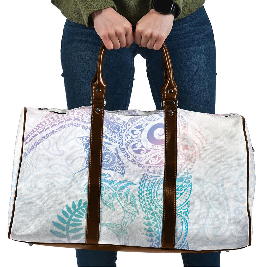 Aotearoa Maori Sea Animals Tribal Travel Bag Manta Ray and Shark Moko Pattern Sweet Pastel LT03 Multicolor - Polynesian Pride