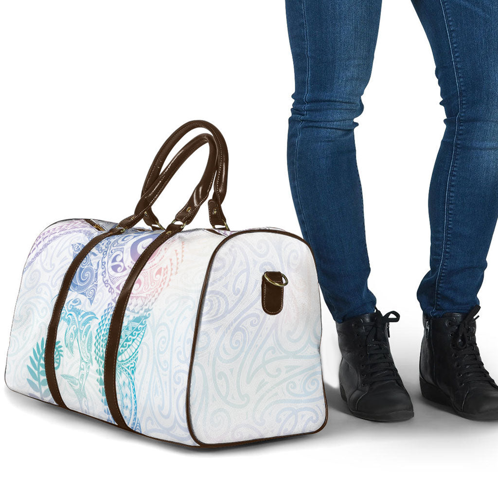 Aotearoa Maori Sea Animals Tribal Travel Bag Manta Ray and Shark Moko Pattern Sweet Pastel LT03 - Polynesian Pride