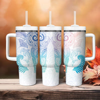 Aotearoa Maori Sea Animals Tribal Tumbler With Handle Manta Ray and Shark Moko Pattern Sweet Pastel LT03 - Polynesian Pride