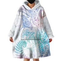Aotearoa Maori Sea Animals Tribal Wearable Blanket Hoodie Manta Ray and Shark Moko Pattern Sweet Pastel LT03 - Polynesian Pride