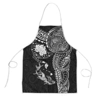 Hawaiian Manta Ray Tribal Apron Polynesian Art Motifs Black Color LT03 Black - Polynesian Pride