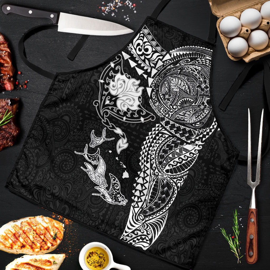 Hawaiian Manta Ray Tribal Apron Polynesian Art Motifs Black Color LT03 Black - Polynesian Pride