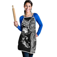 Hawaiian Manta Ray Tribal Apron Polynesian Art Motifs Black Color LT03 - Polynesian Pride