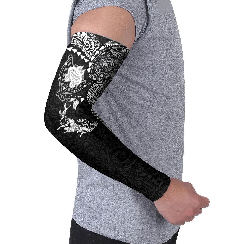 Hawaiian Manta Ray Tribal Arm Sleeves Polynesian Art Motifs Black Color