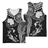 Hawaiian Manta Ray Tribal Basketball Jersey Polynesian Art Motifs Black Color LT03 - Polynesian Pride