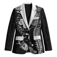 Hawaiian Manta Ray Tribal Blazer Polynesian Art Motifs Black Color LT03 Unisex Black - Polynesian Pride