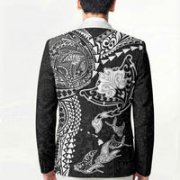 Hawaiian Manta Ray Tribal Blazer Polynesian Art Motifs Black Color LT03 - Polynesian Pride