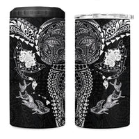 Hawaiian Manta Ray Tribal 4 in 1 Can Cooler Tumbler Polynesian Art Motifs Black Color LT03 One Size: 16 oz Black - Polynesian Pride