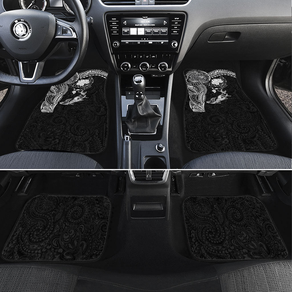 Hawaiian Manta Ray Tribal Car Mats Polynesian Art Motifs Black Color