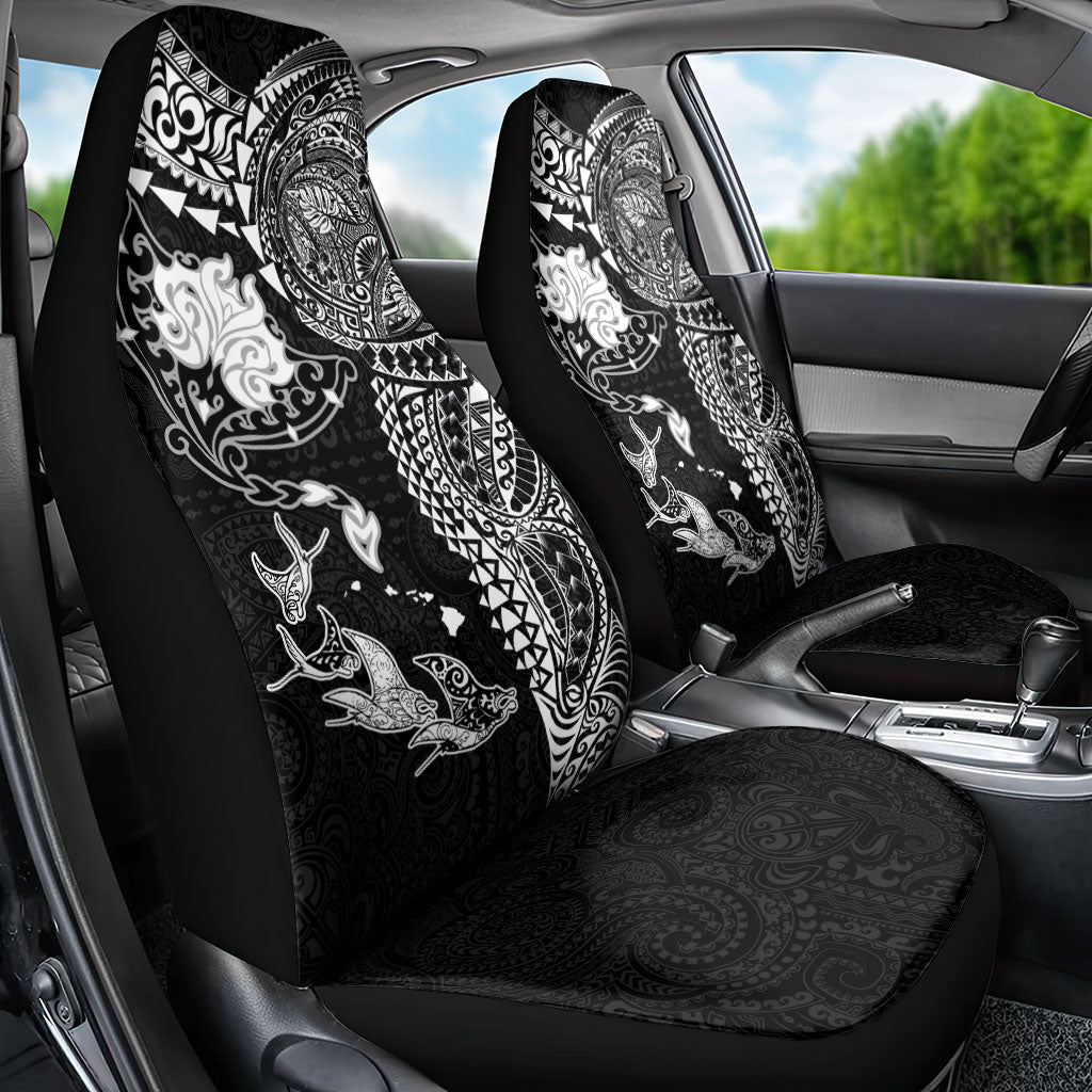 Hawaiian Manta Ray Tribal Car Seat Cover Polynesian Art Motifs Black Color LT03 - Polynesian Pride