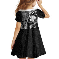 Hawaiian Manta Ray Tribal Family Matching Summer Maxi Dress and Hawaiian Shirt Polynesian Art Motifs Black Color LT03 - Polynesian Pride