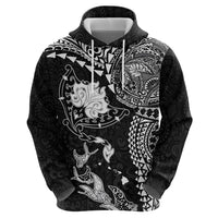 Hawaiian Manta Ray Tribal Hoodie Polynesian Art Motifs Black Color
