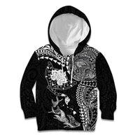 Hawaiian Manta Ray Tribal Kid Hoodie Polynesian Art Motifs Black Color LT03 Hoodie Black - Polynesian Pride