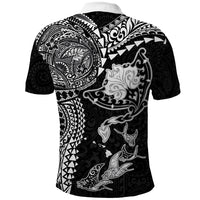 Hawaiian Manta Ray Tribal Polo Shirt Polynesian Art Motifs Black Color LT03 - Polynesian Pride