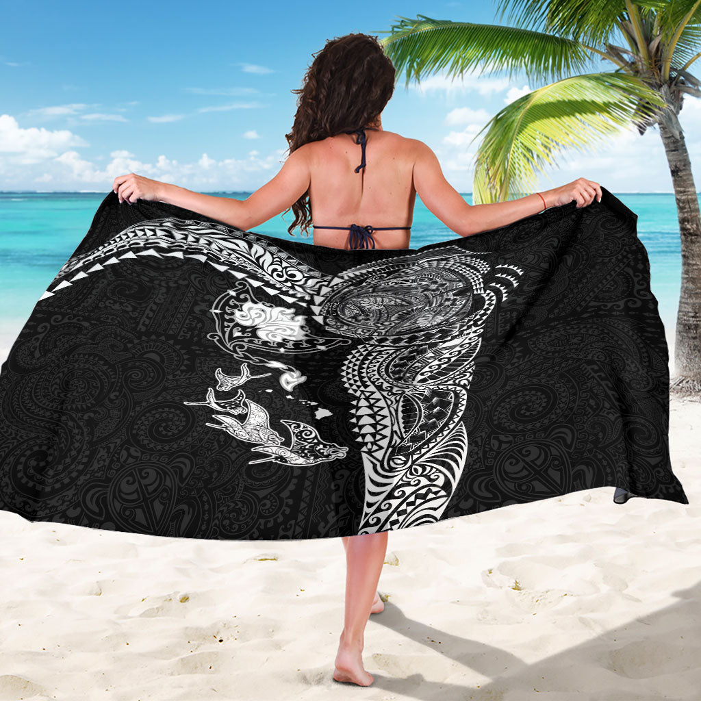 Hawaiian Manta Ray Tribal Sarong Polynesian Art Motifs Black Color LT03 - Polynesian Pride