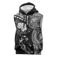Hawaiian Manta Ray Tribal Sleeveless Zip Hoodie Polynesian Art Motifs Black Color LT03 Black - Polynesian Pride