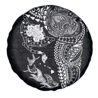 Hawaiian Manta Ray Tribal Spare Tire Cover Polynesian Art Motifs Black Color LT03 - Polynesian Pride