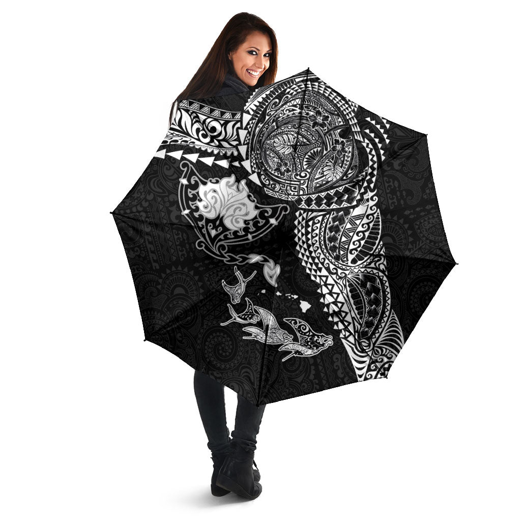 Hawaiian Manta Ray Tribal Umbrella Polynesian Art Motifs Black Color LT03 - Polynesian Pride
