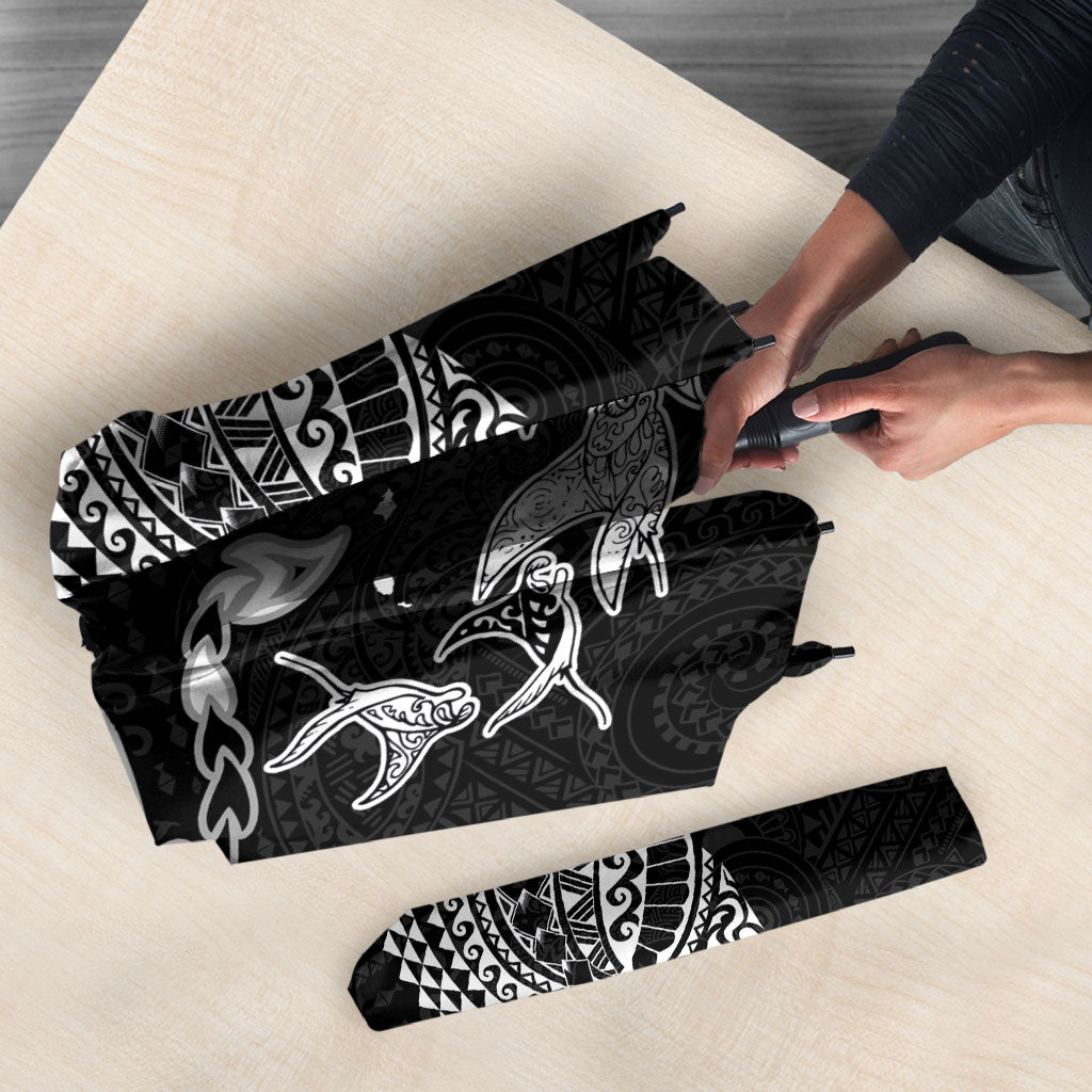Hawaiian Manta Ray Tribal Umbrella Polynesian Art Motifs Black Color LT03 - Polynesian Pride