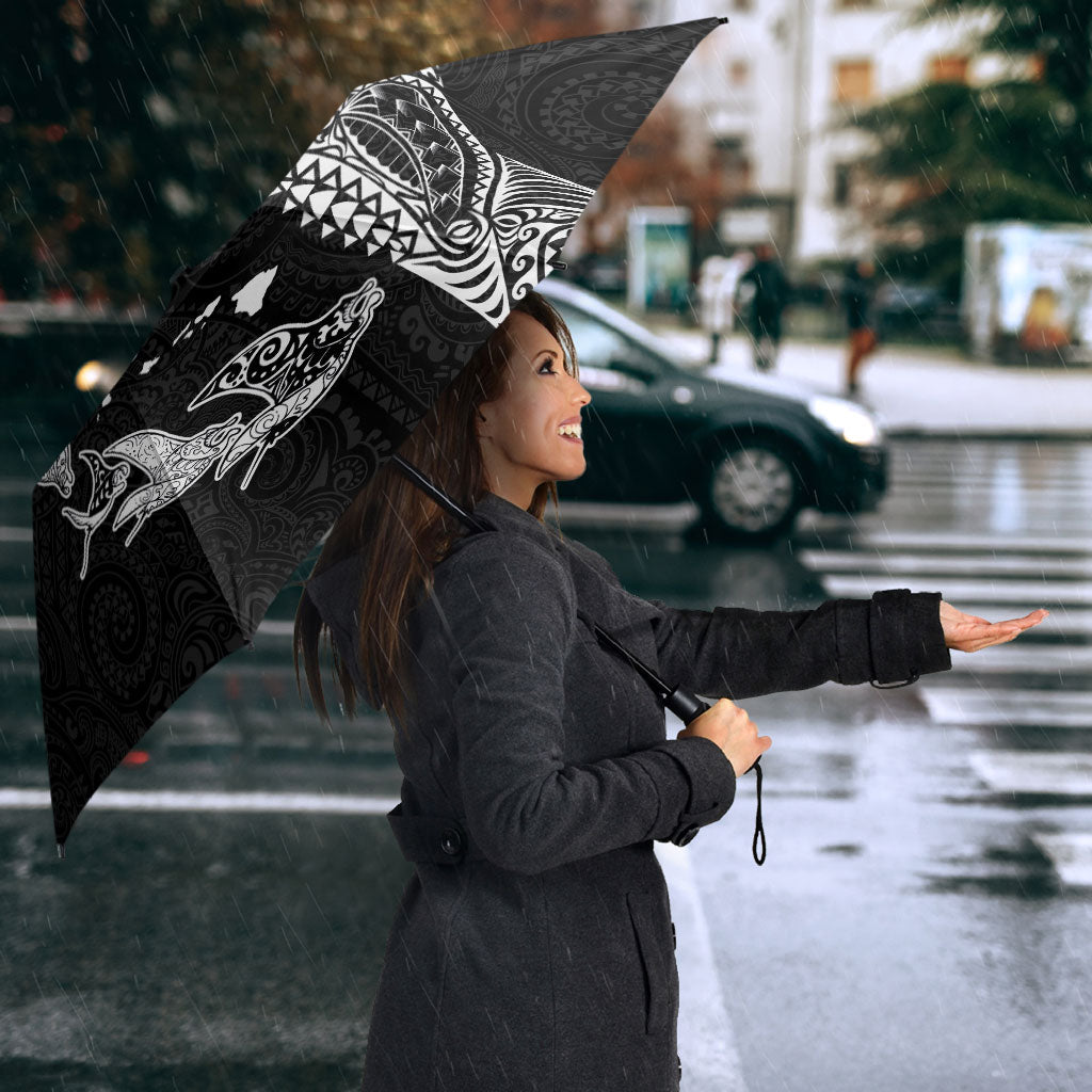 Hawaiian Manta Ray Tribal Umbrella Polynesian Art Motifs Black Color LT03 - Polynesian Pride