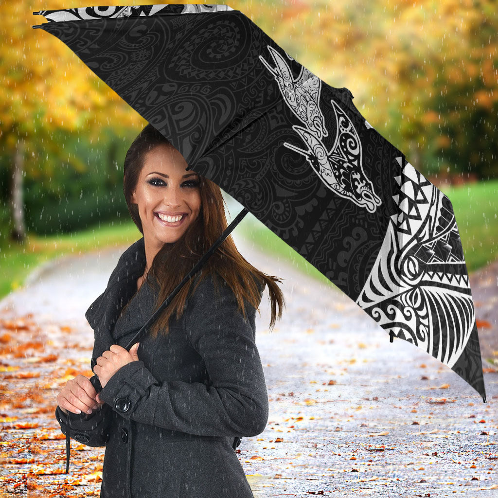 Hawaiian Manta Ray Tribal Umbrella Polynesian Art Motifs Black Color LT03 - Polynesian Pride