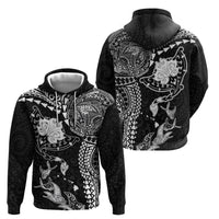 Hawaiian Manta Ray Tribal Zip Hoodie Polynesian Art Motifs Black Color LT03 - Polynesian Pride