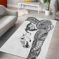 Hawaiian Manta Ray Tribal Area Rug Polynesian Art Motifs White Color LT03 - Polynesian Pride