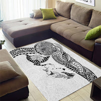 Hawaiian Manta Ray Tribal Area Rug Polynesian Art Motifs White Color LT03 - Polynesian Pride