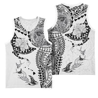 Hawaiian Manta Ray Tribal Basketball Jersey Polynesian Art Motifs White Color