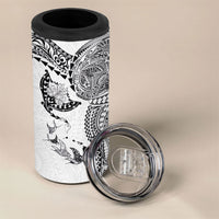 Hawaiian Manta Ray Tribal 4 in 1 Can Cooler Tumbler Polynesian Art Motifs White Color LT03 - Polynesian Pride