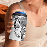 Hawaiian Manta Ray Tribal 4 in 1 Can Cooler Tumbler Polynesian Art Motifs White Color LT03 - Polynesian Pride