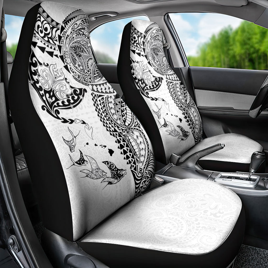 Hawaiian Manta Ray Tribal Car Seat Cover Polynesian Art Motifs White Color LT03 - Polynesian Pride