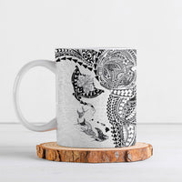 Hawaiian Manta Ray Tribal Ceramic Mug Polynesian Art Motifs White Color LT03 White - Polynesian Pride