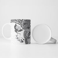 Hawaiian Manta Ray Tribal Ceramic Mug Polynesian Art Motifs White Color LT03 - Polynesian Pride