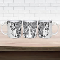 Hawaiian Manta Ray Tribal Ceramic Mug Polynesian Art Motifs White Color LT03 - Polynesian Pride