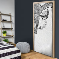 Hawaiian Manta Ray Tribal Door Cover Polynesian Art Motifs White Color