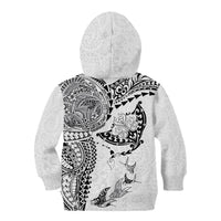 Hawaiian Manta Ray Tribal Kid Hoodie Polynesian Art Motifs White Color LT03 - Polynesian Pride