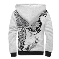 Hawaiian Manta Ray Tribal Sherpa Hoodie Polynesian Art Motifs White Color LT03 - Polynesian Pride