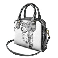 Hawaiian Manta Ray Tribal Shoulder Handbag Polynesian Art Motifs White Color