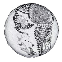 Hawaiian Manta Ray Tribal Spare Tire Cover Polynesian Art Motifs White Color LT03 - Polynesian Pride