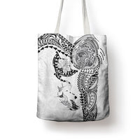 Hawaiian Manta Ray Tribal Tote Bag Polynesian Art Motifs White Color