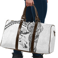 Hawaiian Manta Ray Tribal Travel Bag Polynesian Art Motifs White Color