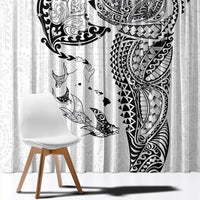 Hawaiian Manta Ray Tribal Window Curtain Polynesian Art Motifs White Color LT03 - Polynesian Pride